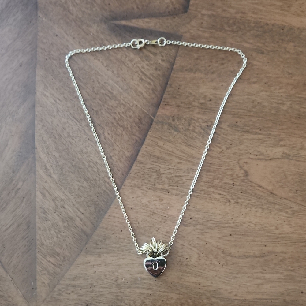 Gold Heart Pendant Handmade Necklace